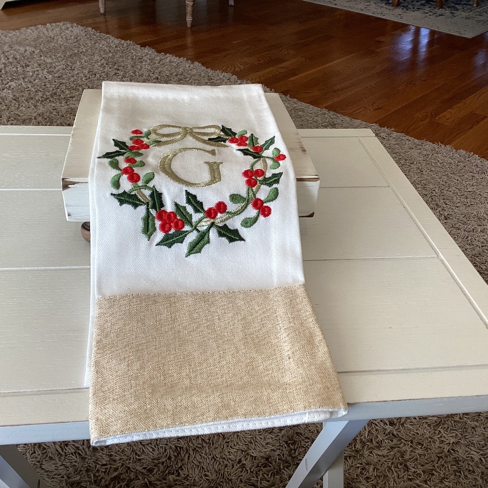 NEW Winter Wonderland “G” Monogram Hand Towel